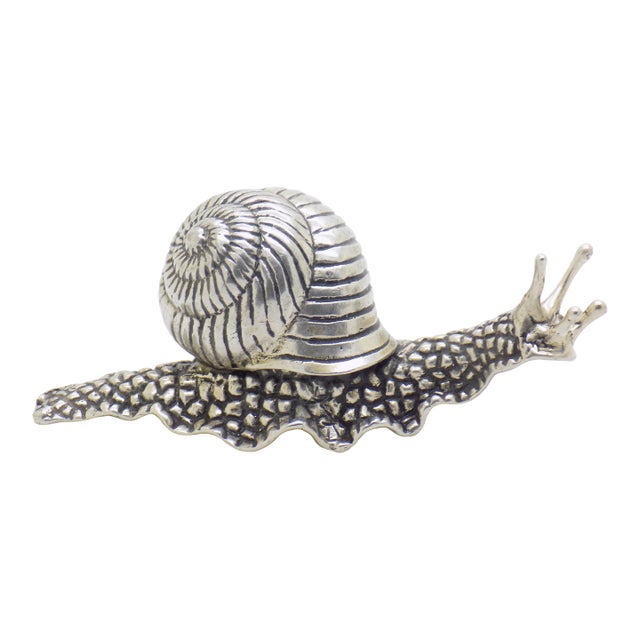 Vintage Italian Genuine Silver 800 Real Size Snail Figurine Vicenza Detailed Rare Decor For Sale