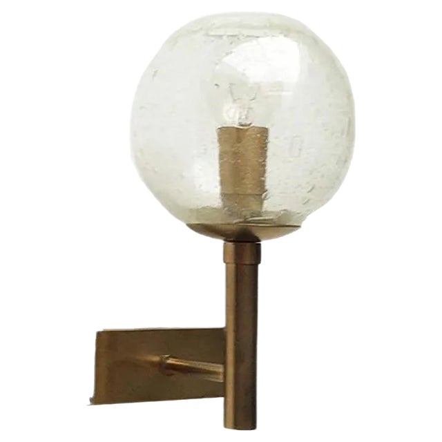 Mid-Century Modern German Brass and Glass Sconces from Doria Leuchten, Set of 2 For Sale