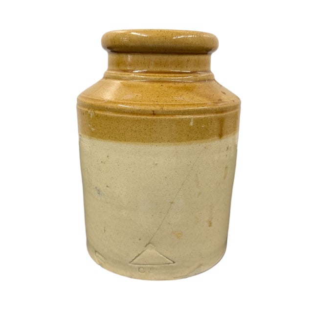 Farmhouse Late 19th Century Antique English Two-Tone Stoneware Crosse & Blackwell Preserve Jar by George Skey Tamworth For Sale - Image 3 of 5
