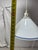 White Vintage Cone Shaped Milk Glass Pendant Light Fixture White With Blue Ring For Sale - Image 8 of 8
