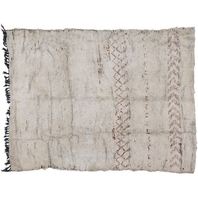 Beige Mid 20th Century Mid 20th Century Vintage Moroccan Rug 05'06 X 07'02 For Sale - Image 8 of 9