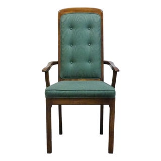 Burlington House Solid Birch Mid Century Transitional Upholstered Dining Arm Chair For Sale