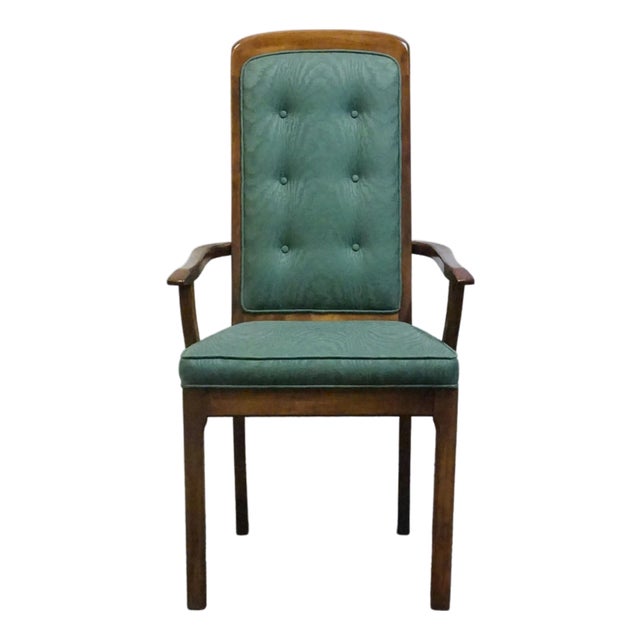 Burlington House Solid Birch Mid Century Transitional Upholstered Dining Arm Chair For Sale