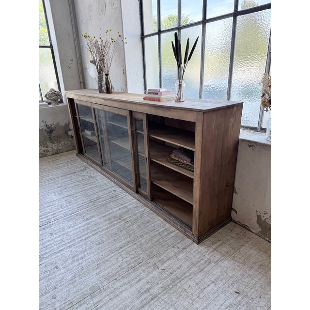 Wood Pine and Oak Sideboard with Glass Doors, 1950s For Sale - Image 7 of 18