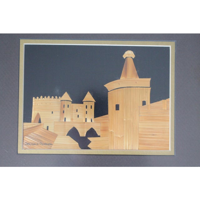 Folk Art Vintage Framed Polish Folk Art Straw Wall Hanging Barbakan Museum, Warsaw For Sale - Image 3 of 7