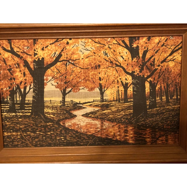 1960s 1960s Mid-Century Burlap Screen Prints by Richard Batchelder for Kay Dee Handprints - Pair For Sale - Image 5 of 12