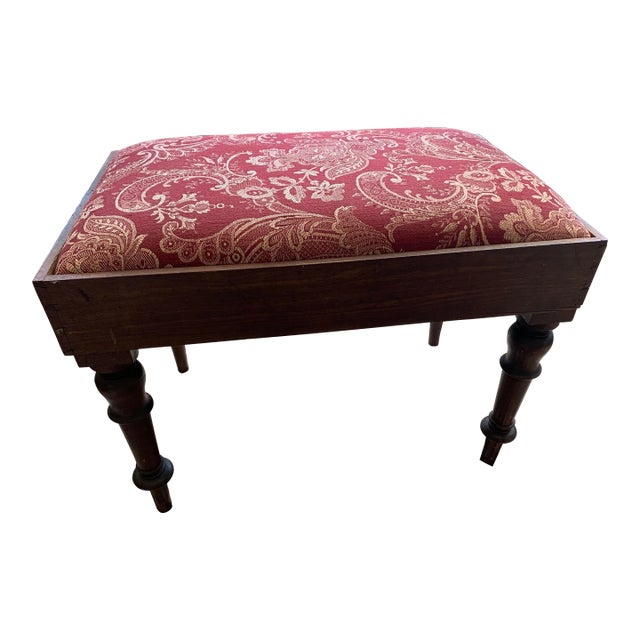 Antique 1800s French Bidet Stool Upholstered Bench For Sale