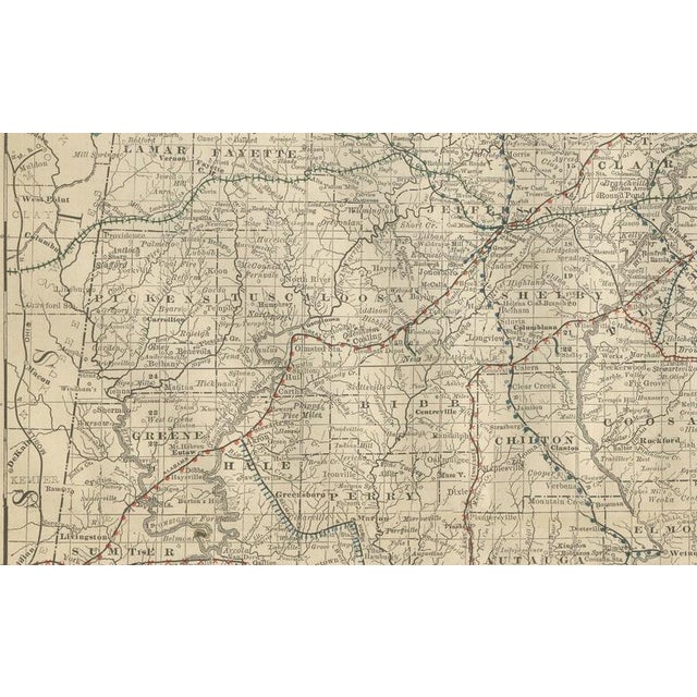 Antique Alabama Map, 1888 For Sale - Image 4 of 10