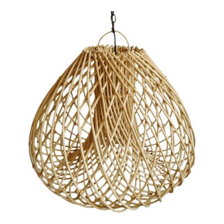 Contemporary Rattan Java Drop Pendant Light Medium For Sale