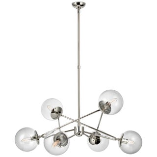 AERIN for Visual Comfort Signature Turenne Large Dynamic Chandelier in Polished Nickel with Clear Glass For Sale