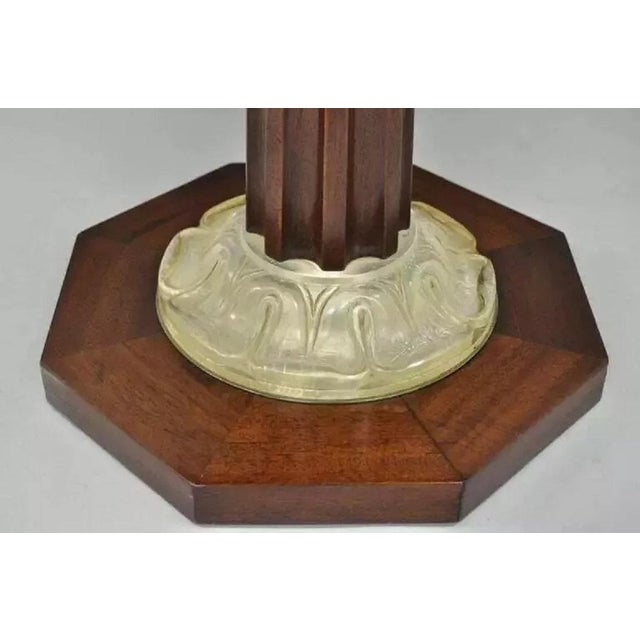Early 20th Century Art Deco Grosfeld House Style Octagonal Mahogany & Lucite Pedestal Side Tables - a Pair For Sale - Image 5 of 12