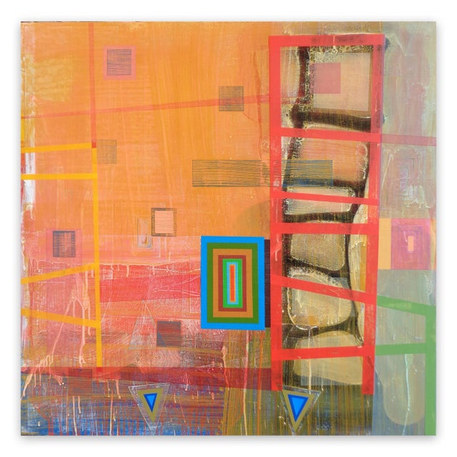 Contemporary Abstract Mixed Media on Canvas Panels Painting "Bloomstone (Banded Ziggurat)" by Michael Barringer For Sale In Atlanta - Image 6 of 6
