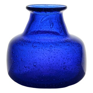 Studio Glass Art Vase with Air Bubble Inclusions by Erik Höglund for Kosta Boda, Sweden, 1980 For Sale