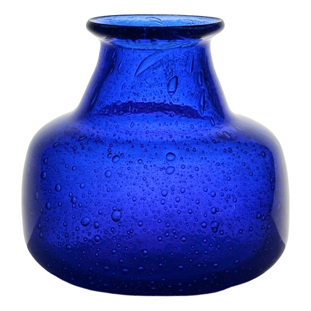 Studio Glass Art Vase with Air Bubble Inclusions by Erik Höglund for Kosta Boda, Sweden, 1980 For Sale