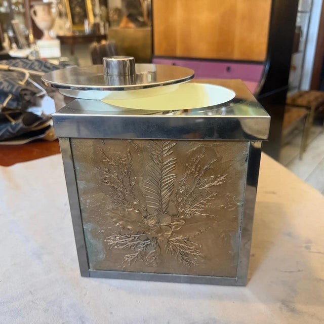 1970s Mid-Century Modern SIlver Plated Square Ice Bucket by Paolo Traversi For Sale - Image 11 of 12
