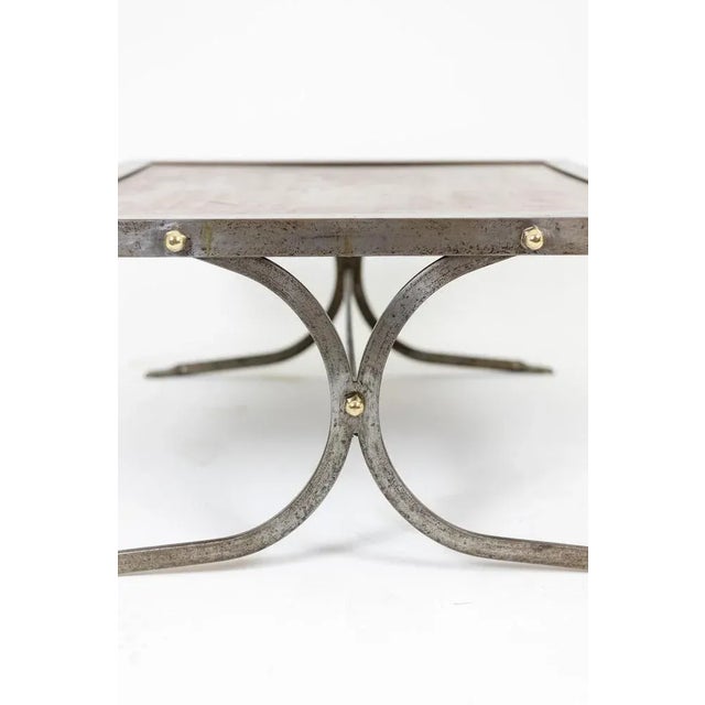 Silver Industrial Style Coffee Table in Silver & Leather, 1970s For Sale - Image 8 of 18