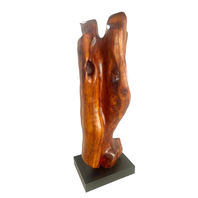 Wood Organic Modern Embracing Couple Mahogany Wood Sculpture Andrianna Shamaris For Sale - Image 7 of 7