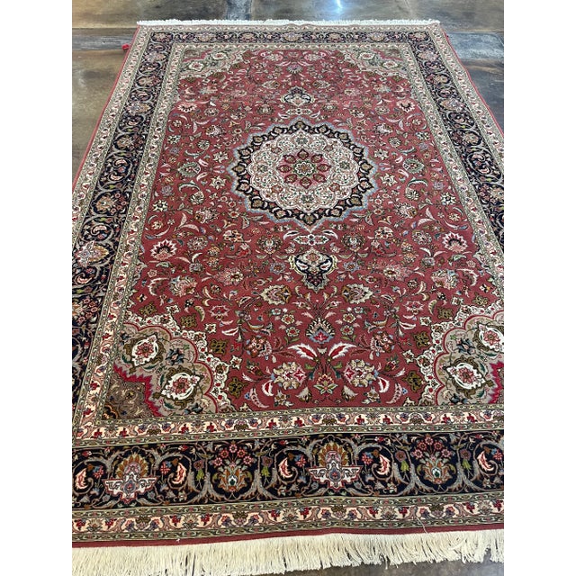 1990s Handwoven Persian Tabriz Area Rug 6'6" X 9'8" For Sale - Image 10 of 10