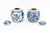 Two Chinese Blue and White Porcelain Covered Ginger Jars, each hand-painted with flowers, unmarked. Taller: 9.5" H x 8.5"...