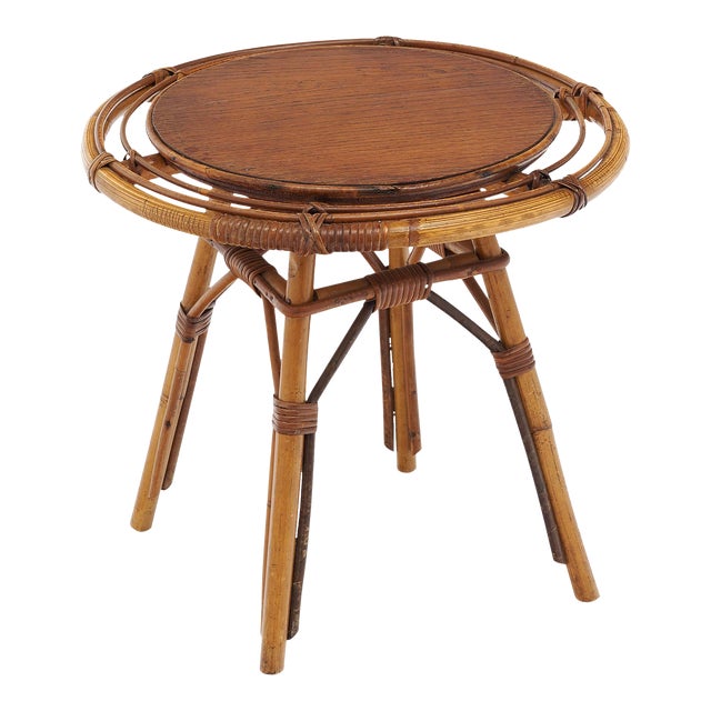 Vintage Bamboo Side Table by Bonaudi Vallauris For Sale