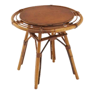 Vintage Bamboo Side Table by Bonaudi Vallauris