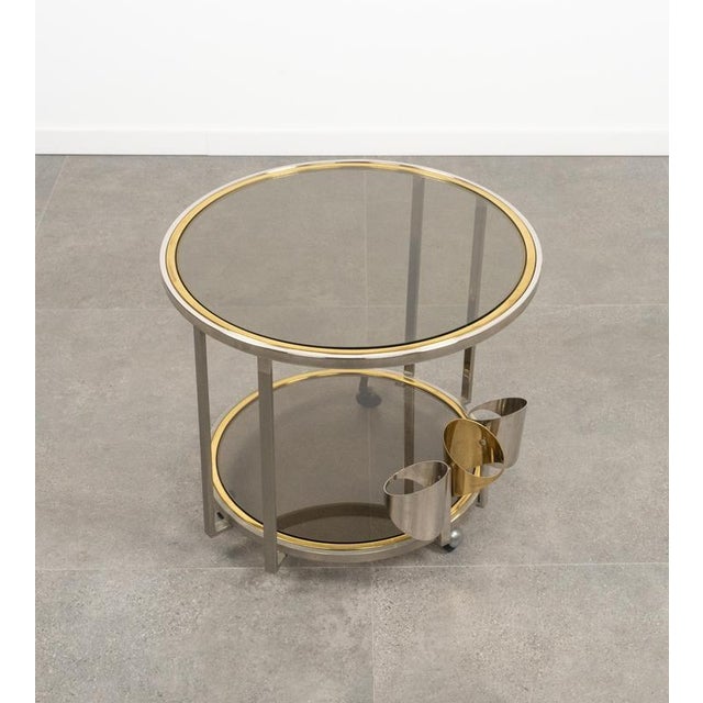 Mid-Century Serving Cart in Brass, Chrome and Glass, Italy, 1970s For Sale - Image 12 of 18