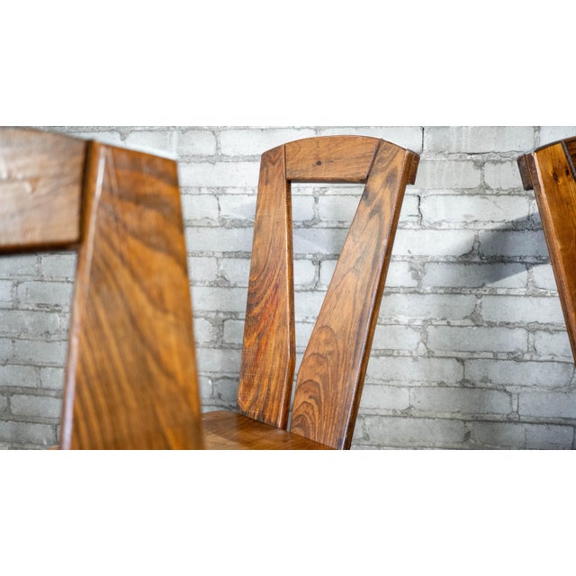 1970s French Modern Brutalist Dining Chairs After Pierre Chapo - Set of 8 For Sale In Boston - Image 6 of 18