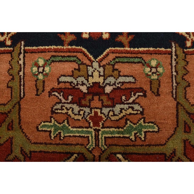 Heriz Rug 7’11” X 9’10” Red Wool Traditional Hand-Knotted Oriental Carpet For Sale - Image 9 of 14