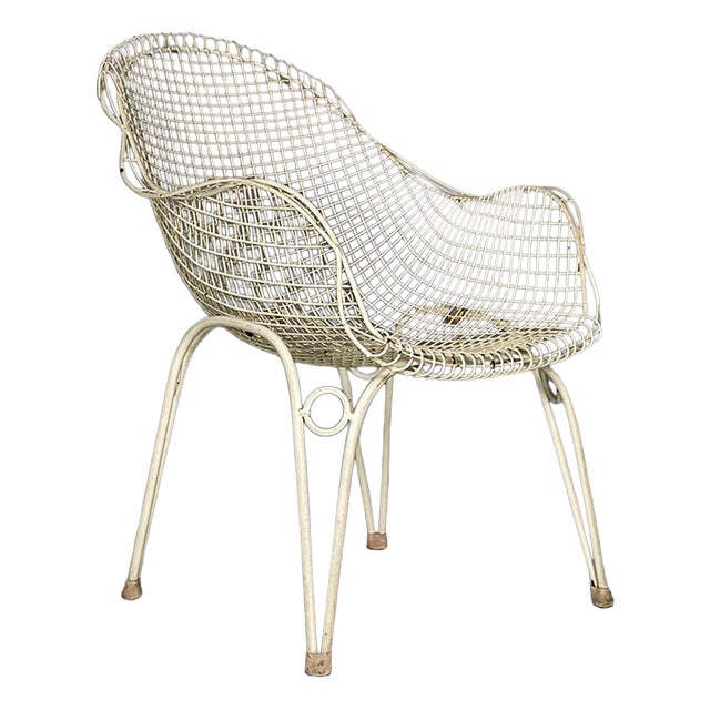 Italian White Iron Outdoor Chair, 1950s For Sale