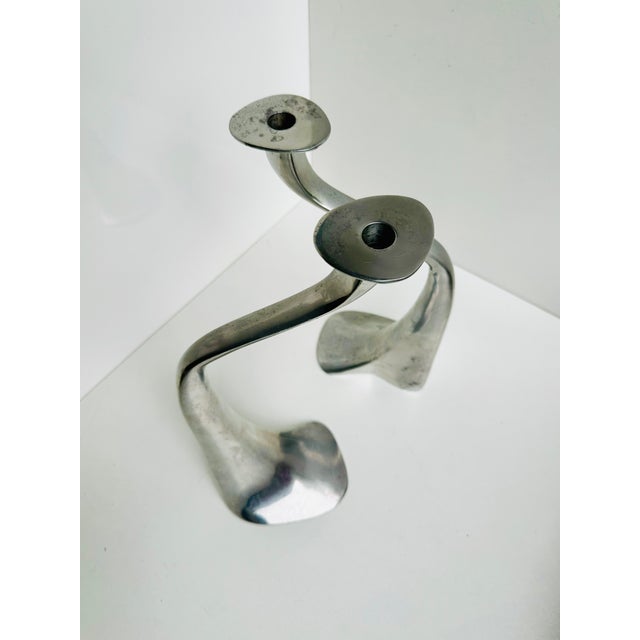 Silver Sculptural Model Turner Candlesticks by Xavier Lust for Driade Kosmo, Italy, 2000s, Set of 2 For Sale - Image 8 of 15