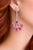 Pink Bochic “Capri” Vintage Ruby & White Topaz Earrings Set In 18K Gold & Silver For Sale - Image 8 of 9