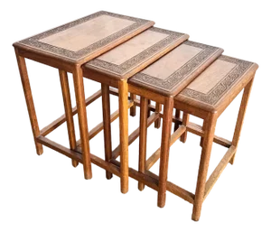 Vintage Indian Carved Hardwood Nesting Tables - Set of 4
