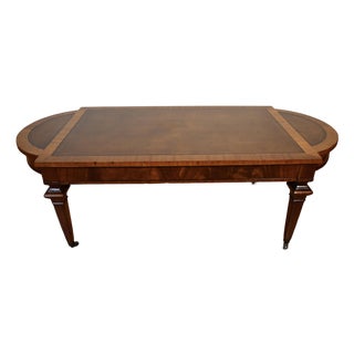 1930s English Regency Mahogany & Satinwood , Leather Top Coffee Table For Sale