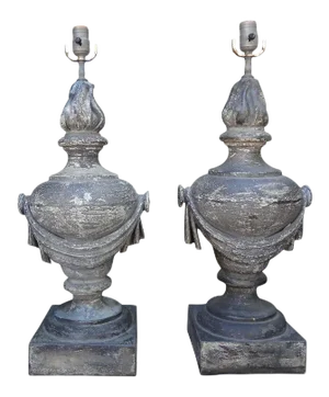 French Neoclassical Style Zinc Lamps-A Pair