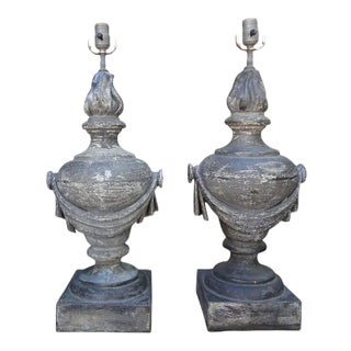 Pair of French Neoclassical Style Zinc Lamps For Sale
