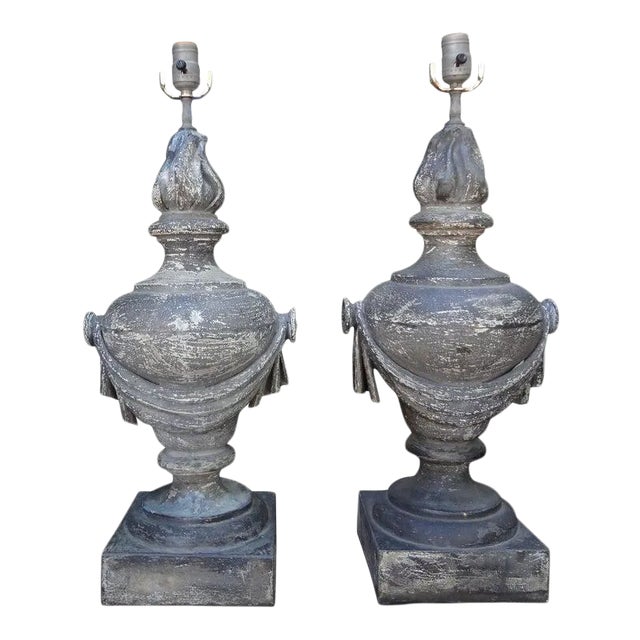 Pair of French Neoclassical Style Zinc Lamps For Sale