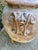 Vintage Tuscan Style Terracotta Garden Urn With Mascaron Handles and Heraldic Crest For Sale - Image 4 of 9