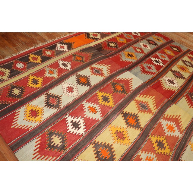 Vintage Zabihi Collection Turkish Large Square Kilim - 11'8" x 11'9" For Sale - Image 9 of 10