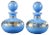 Blue Opaline Perfume Bottles with Desvignes Decoration, Set of 2 For Sale