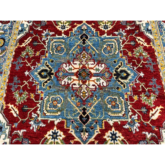 Red Heriz Hand-Knotted Wool Rug - 8'6" X 6'9" For Sale - Image 9 of 13