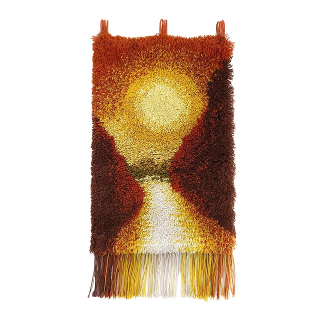 Mid-Century Modern German Handmade Wool Tapestry Wall Rug with Sunset, 1970s For Sale - Image 6 of 6