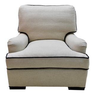 Danny Cannon Custom Upholstery, Inc English Club Chair in Burlap For Sale