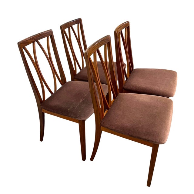 Wood Set of 4 Mid Century Modern Dining Chairs With Sculptural Back Design, Uk Import For Sale - Image 7 of 9