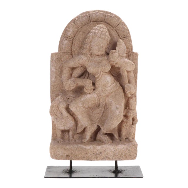 Mid 20th Century South Asian Sandstone Sculpture of Dancing Hindu Goddess For Sale