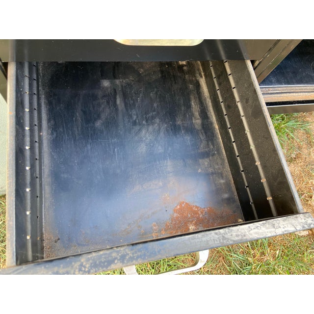 Ebony Vintage Mid Century Modern Metal Tanker Credenza For Sale - Image 8 of 12