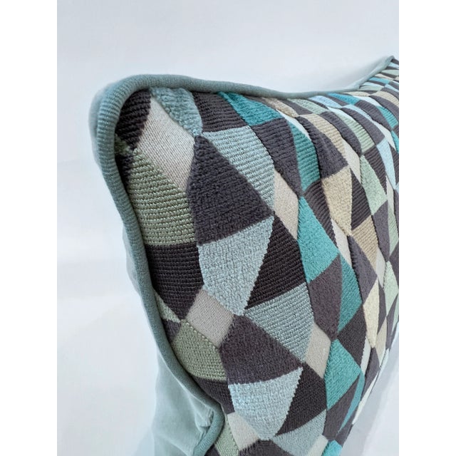 Marvin geometric velvet pattern from Memphis collection by Margo Selby for Osborne & Little decorative pillows, a pair....