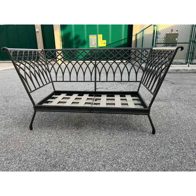 Charming Wrought Iron Patio Settee and Chair Style 2 Pieces For Sale - Image 17 of 18