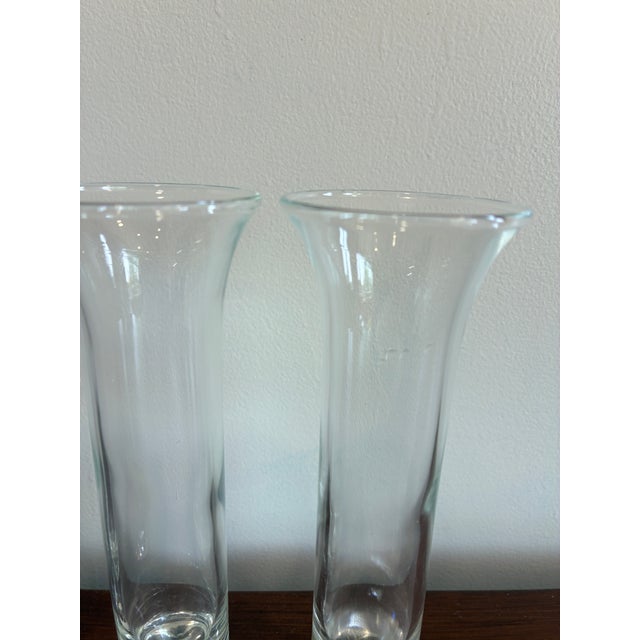 Glass Set of 3 Vintage Controlled Bubble Glass Bud Vases With Heavy Bases For Sale - Image 7 of 8