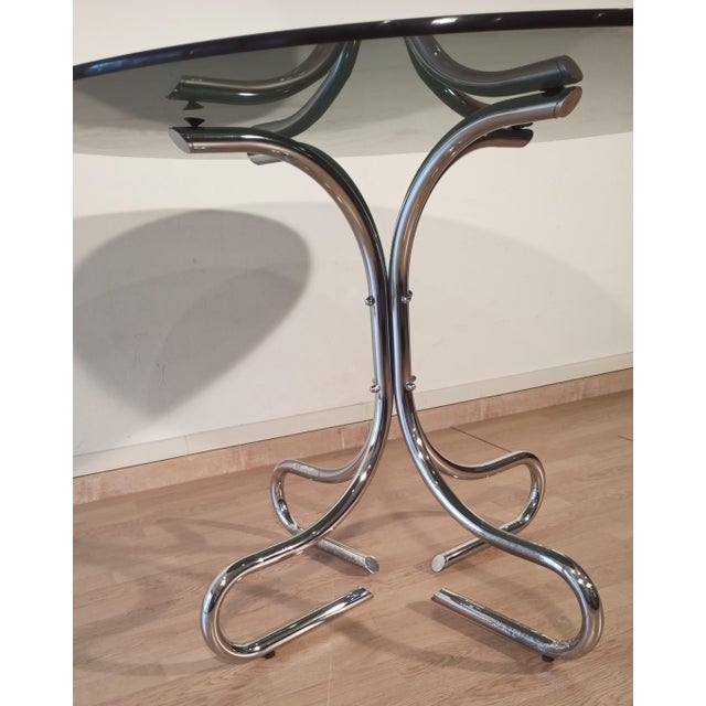 Vintage Italian Smoked Glass Chrome Coffee Table, 1970s For Sale - Image 17 of 18