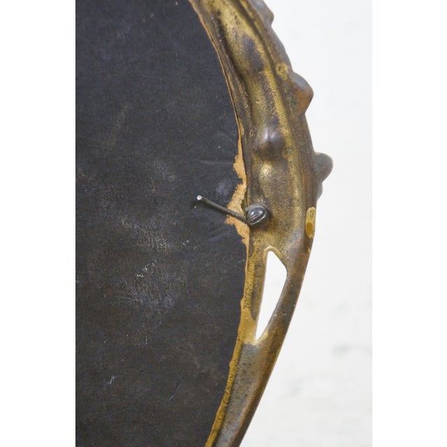 Antique Victorian Art Nouveau Gilt Brass Tabletop Vanity Dressing Mirror 14" For Sale - Image 13 of 13